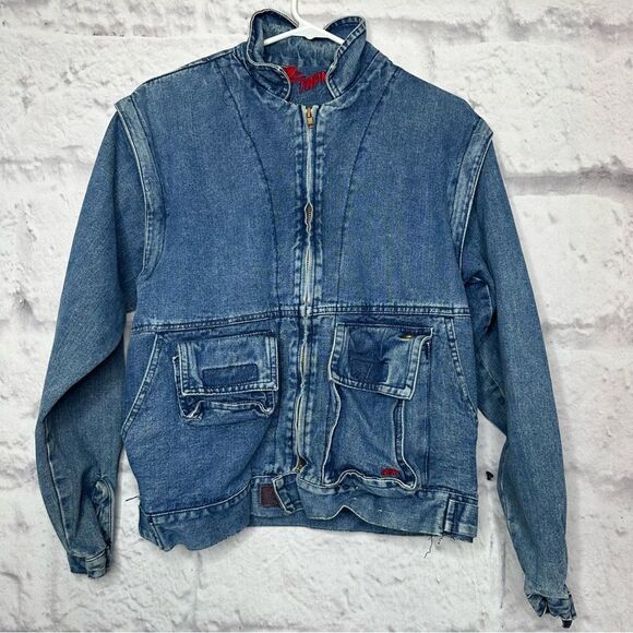 |VRG| RPM 80’s Detachable Sleeve Denim Zip Up Jacket - Picture 1 of 7